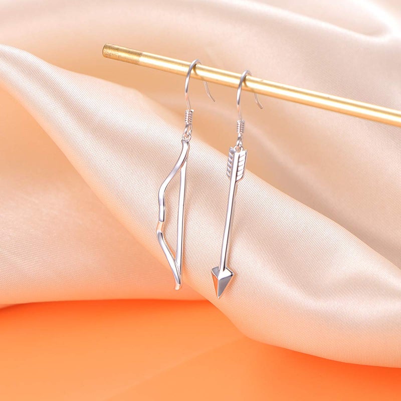 DAOCHONG S925 Sterling Silver Bow Arrow Dangle Drop Mismatched Asymmetry Earrings for Women - Image 4